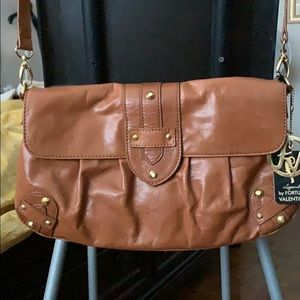 Valentino Fortuna Shoulder Bag in Tan Leather